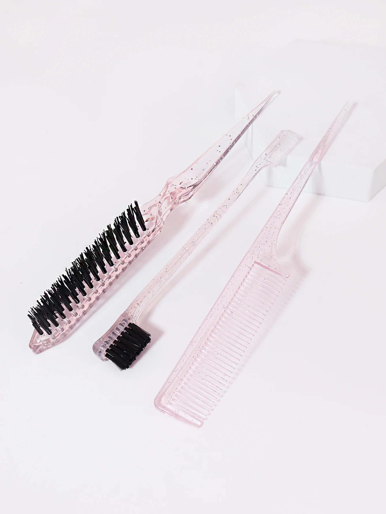 3PCS crystal hair comb set, back brush, tear style hair brush, pointed tail comb, suitable for all types of hair