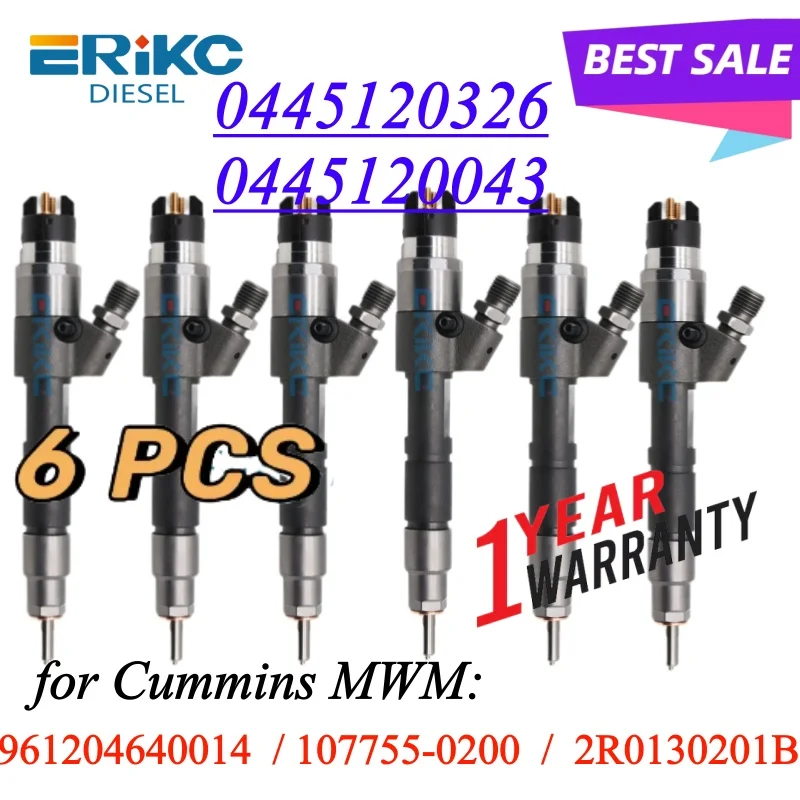 6 piezas 0445120326 1077550200 inyector diésel 0445120043 boquilla de motor para Cummins MWM AUDI VW 0986435541 2R0130201B