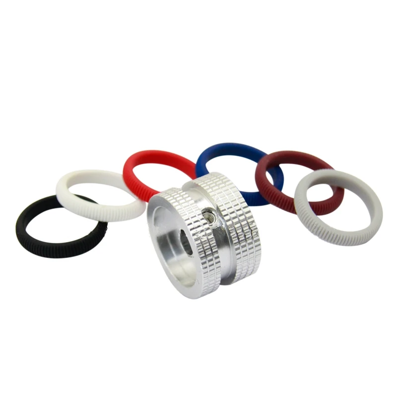 1pcs Silver Aluminum Alloy Rubber Ring Rotary Electronic Control Potentiometer Encoder Audio Knob Screw Type 25 X 15.5mm (DH)