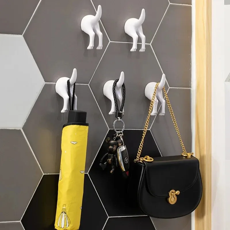 Nordic Plastic Dog Tail Hook Bathroom Five-color Moisture-proof Perforation-free Storage Clothes Hat Towel Decorative Hook