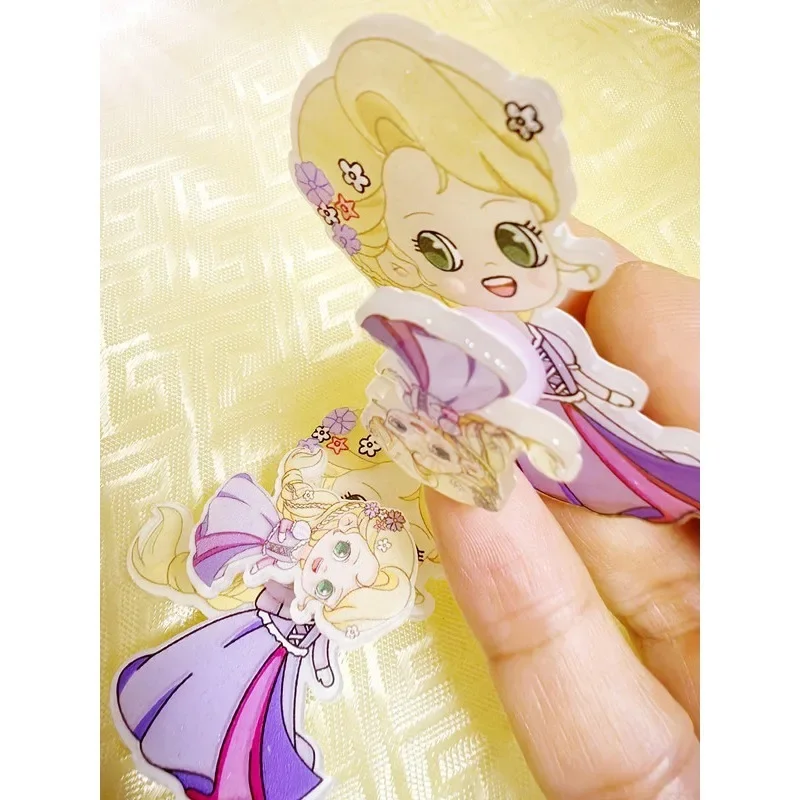 Disney-Kawaii Princesa Série Hairpin para Meninas, Acrílico, Últimas, Figura Anime, Rotativo, Moinho de Vento Design, Aniversário, Presente de Natal