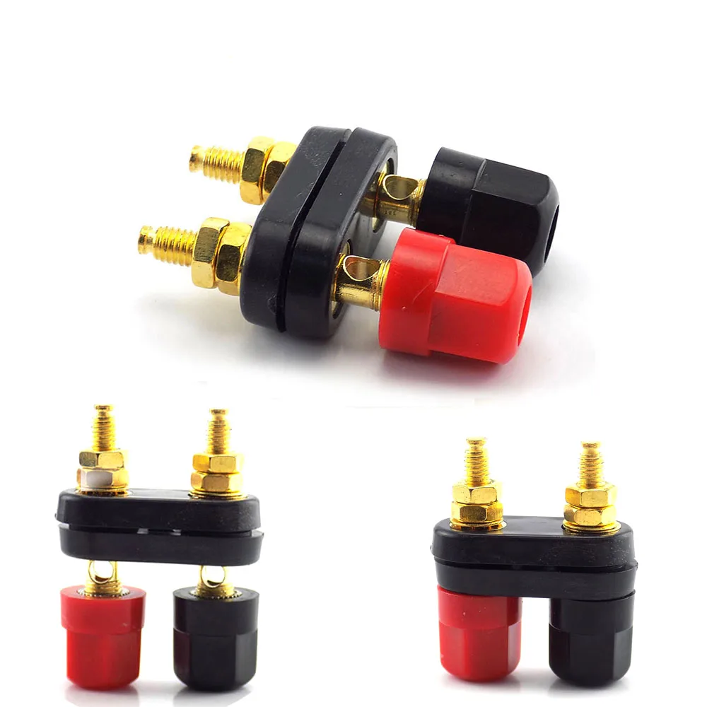 Conectores DIY para Amplificador, Terminales Dobles de 4mm Tipo Banana, Conector de Doble Jack, Poste de Conexión, Conector Rojo y Negro para Altavoz W28