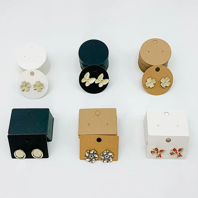 50pcs Cardboard Earring Display Cards Blank Kraft Paper Jewelry Hanging Tags For Ear Studs Selling Packaging