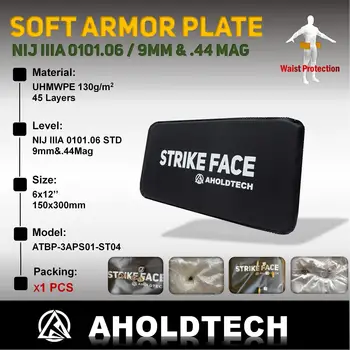 Aholdtech ST04 6X12 150*300 NIJ IIIA 3A 소프트 방탄 플레이트 방탄 조끼, 방탄 보드 사이드 허리 아머 패널
