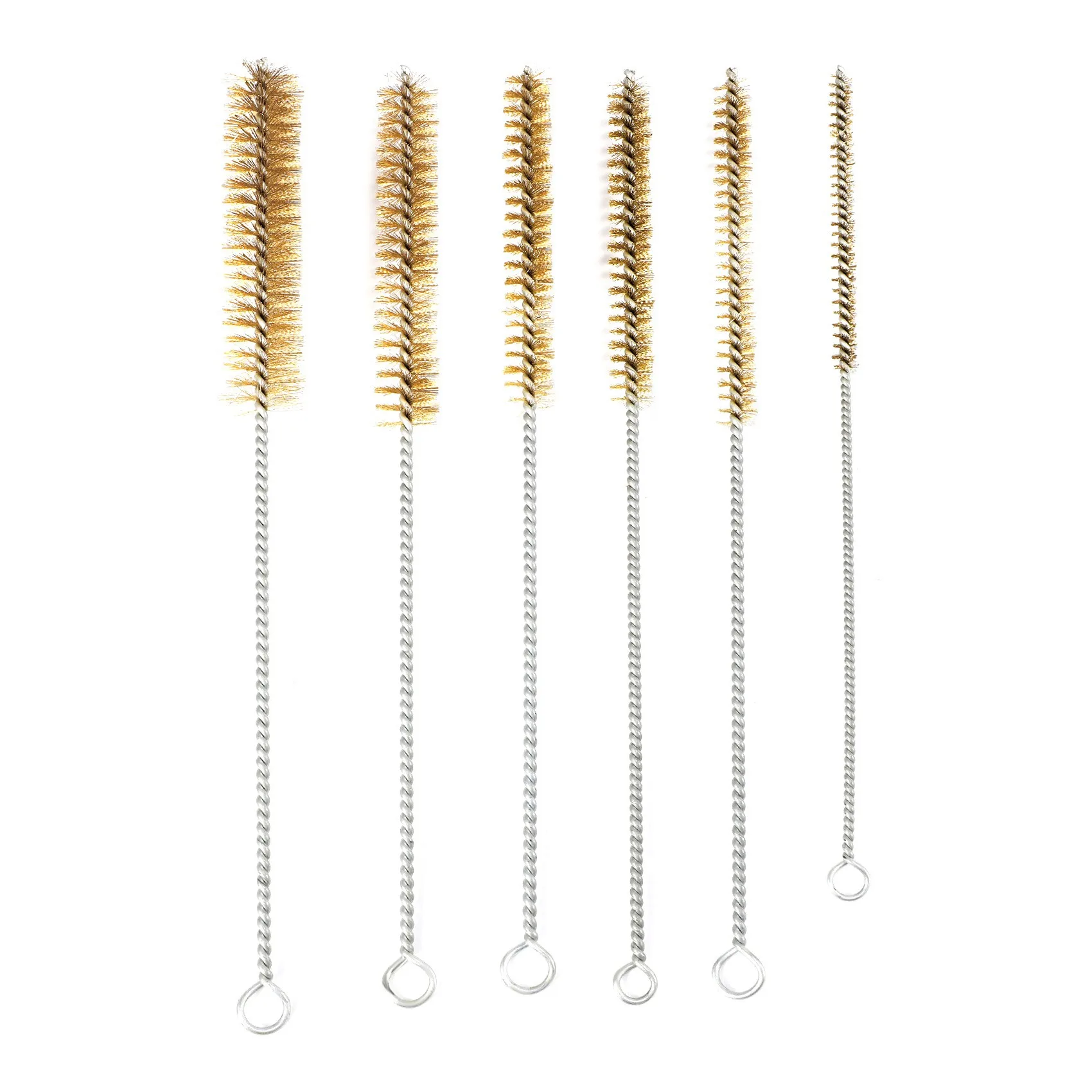 6 Pcs Brass Tube Cleaning Brush Wire Brush Set Cleaning Polishing Tool Brass Wire Brush Set For Pipe Tube Cylinder Bores Cleanin