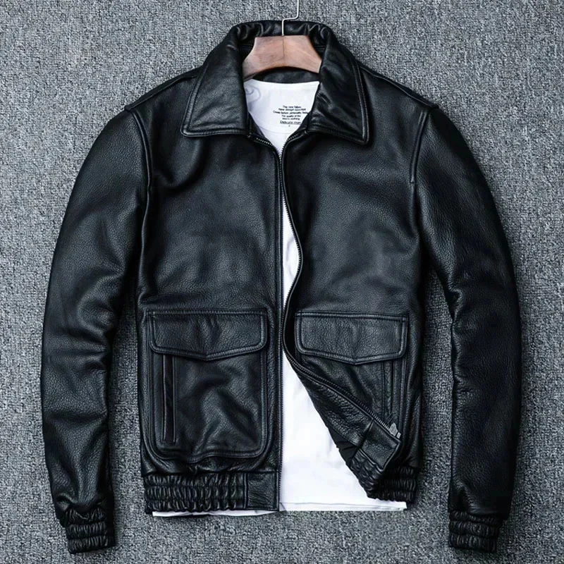 Flight Jacket 100% Cowhide Leather Men Pilot Air Force Coat Aviator Bomber Man Winter Male Clothing M060