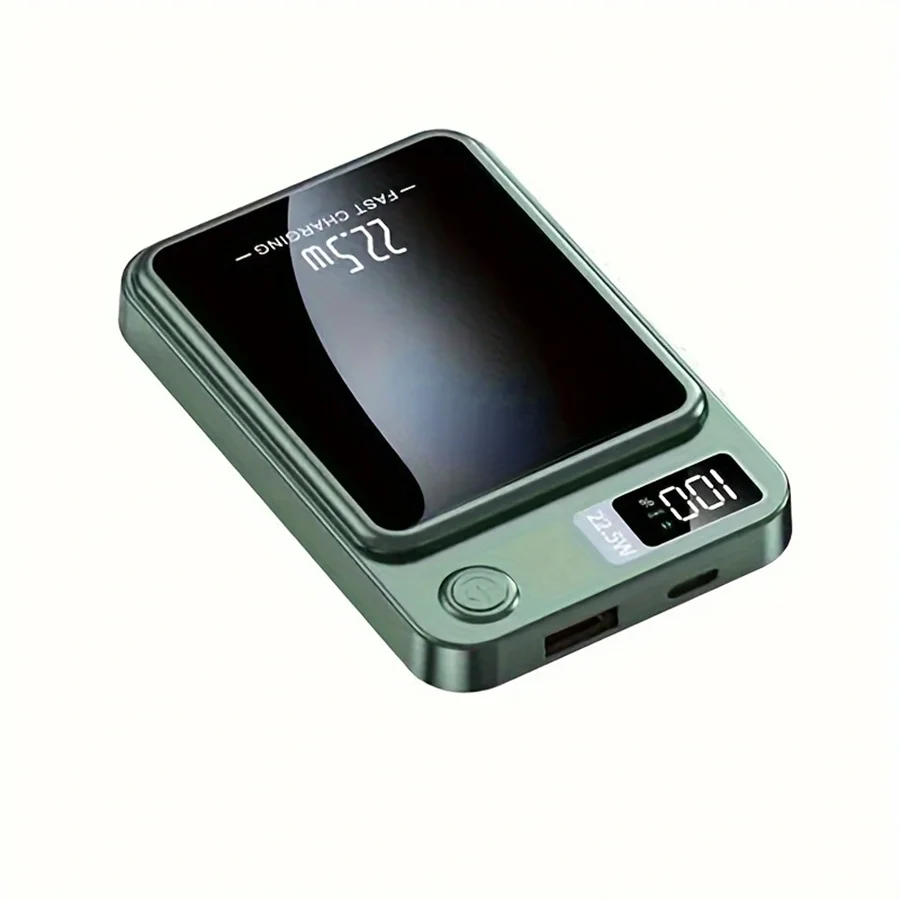 10000mAh Kabellose Powerbank mit Magnetständer 22,5W PD & 20W Schnellladung USB/Typ-C Tragbares Ladegerät für iPhone/Android LED-Digitalanzeige für Reisen & Notfälle