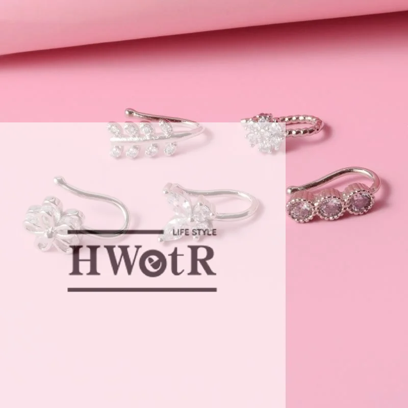 Stainless Steel Non Piercing Fake Nose Ring With Cubic Zirconia Various Styles For Daily Wear Party Body Jewelry Accessories