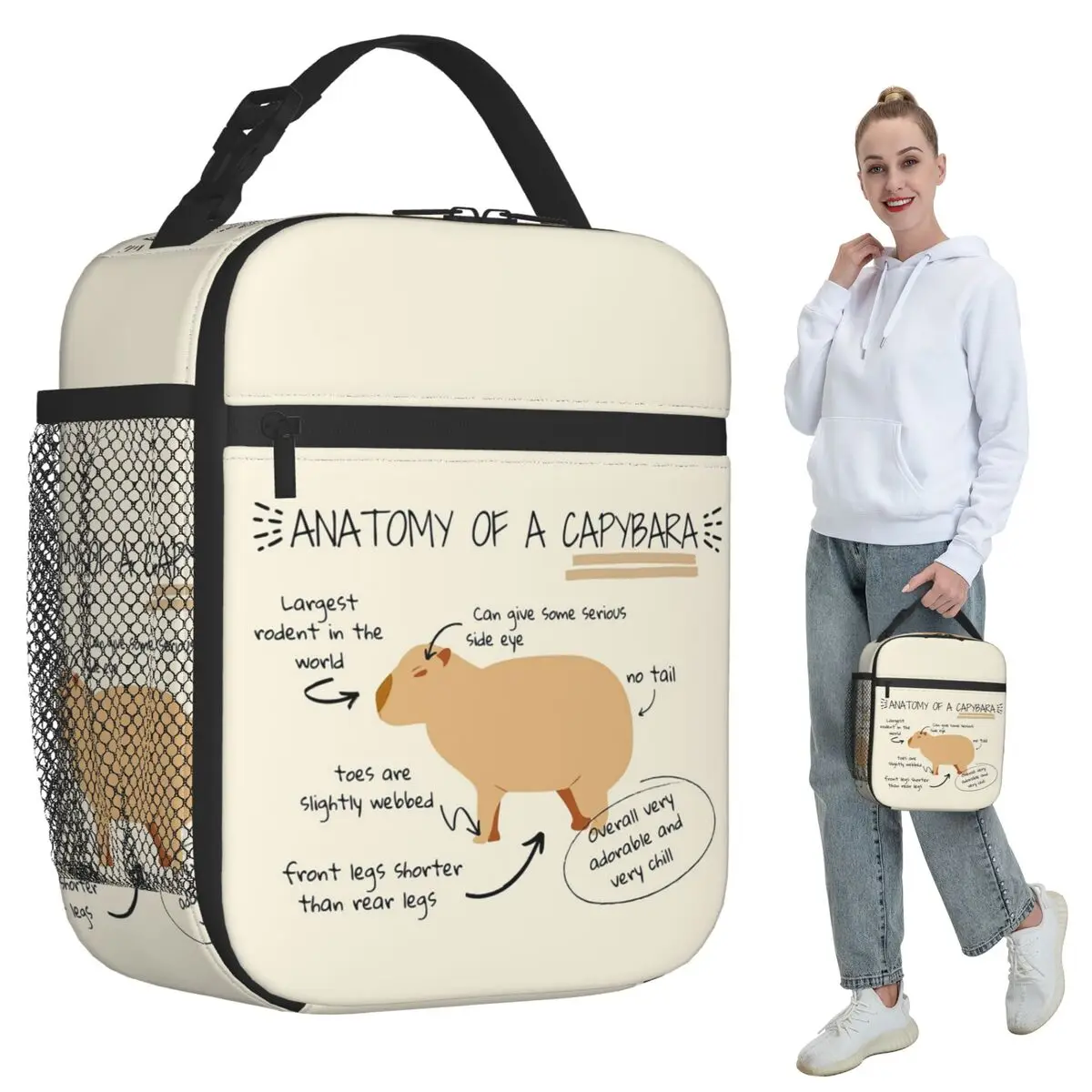 Capybara Animal Pattern Insulated Lunch Bag for Kids School Cooler Thermal Food Box Tote Leakproof Lunch Boxes Container