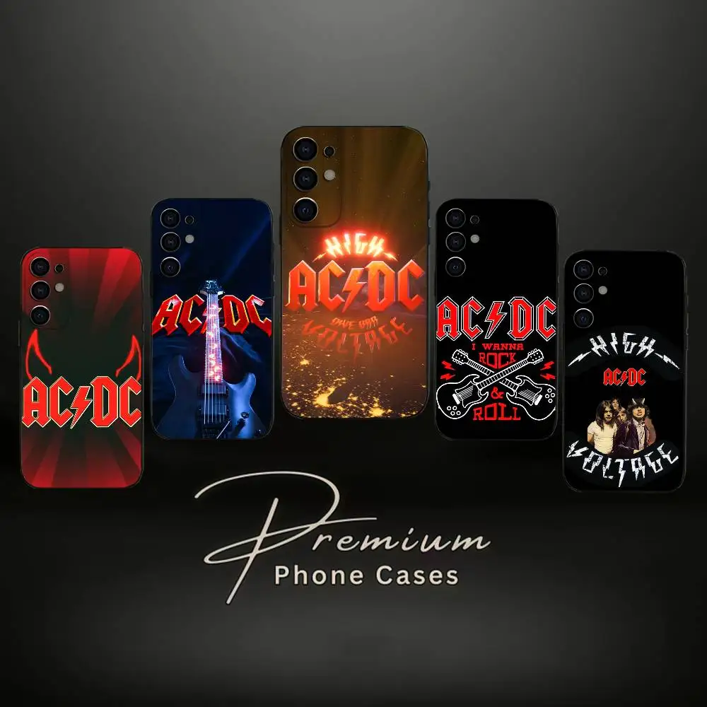 

A-AC ROCK DC Phone Case For Samsung S25,S24,S21,S22,S23,S30,Ultra,S20,Plus,Soft Silicone Black Cover