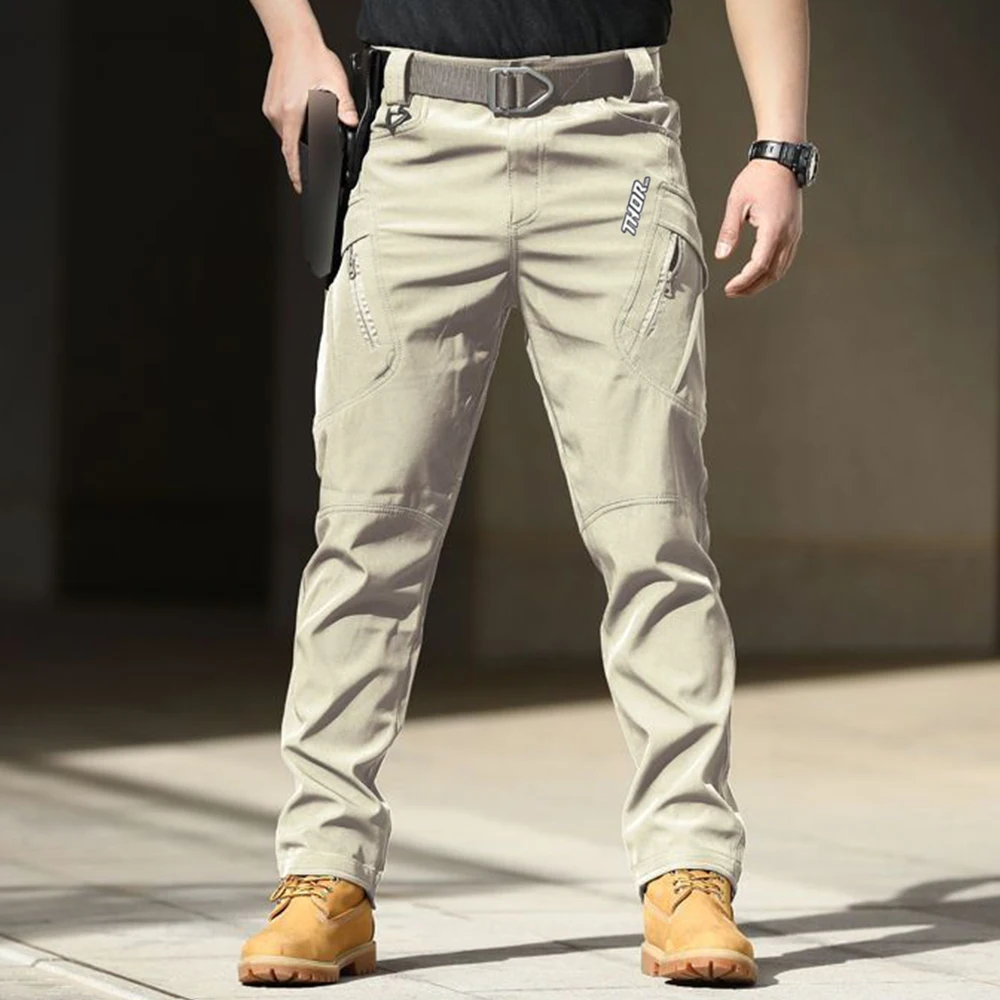 THORSOL رجل السراويل الطويلة دراجة سباق الدراجات السراويل الخريف الرياضة دراجة هوائية جبلية السراويل متعددة جيوب دراجة MTB البضائع السراويل #5