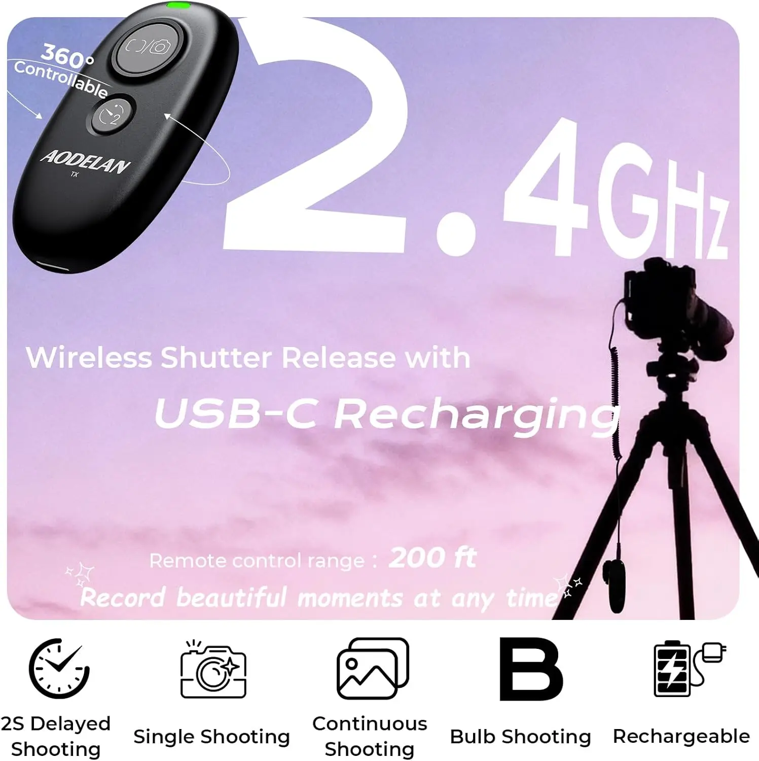 Upgraded Rechargeable Wireless Remote Control Shutter Release For Panasonic S1II, S5IIX, GH7, GH6, GH5II, GH4, GH3, G97 FZ1000II