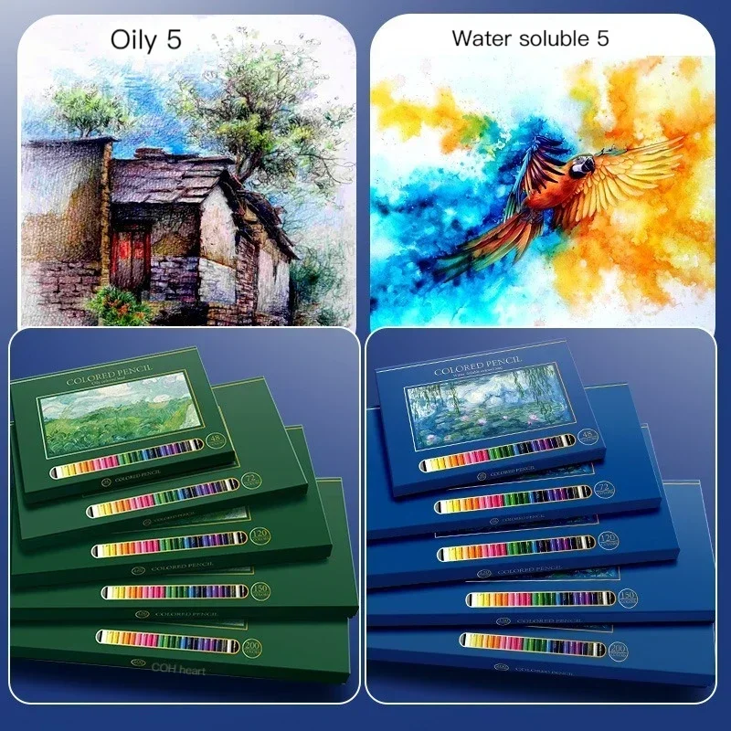 48/72/120/150/200 Professional Oil Color Pencil Set Soft Wood Watercolor Crayon De Couleur Drawing Pencils School Art Supplies