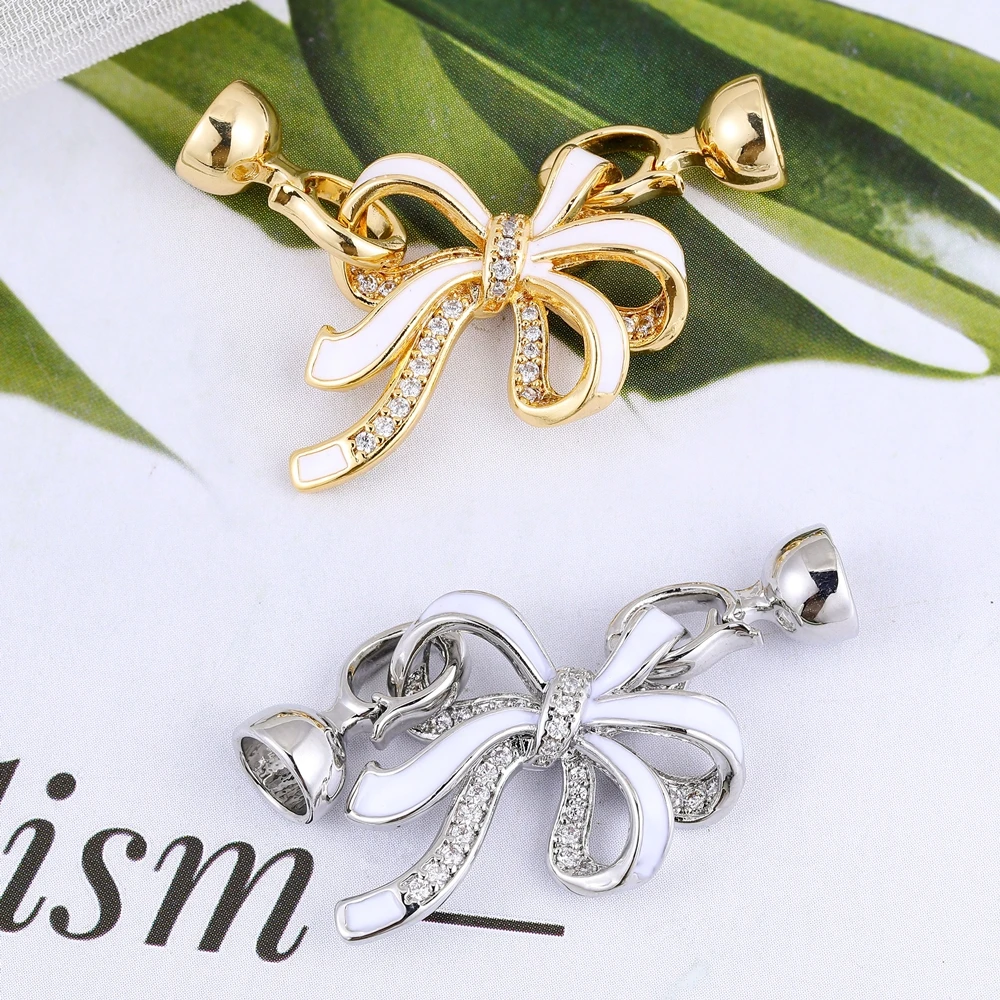 Juya DIY 18K Gold Plated Fittings Connector Fastener Lock Closure Clasps Accessories For Needlework Pearls Jewelry Making