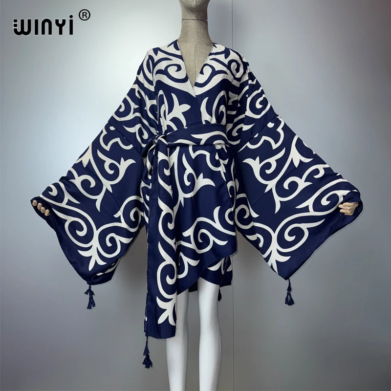 

WINYI summer boho kimono holiday party sexy Cardigan Ladies Swimwear Beach Cover Up beach outfits woman loose Dress boho kaftan