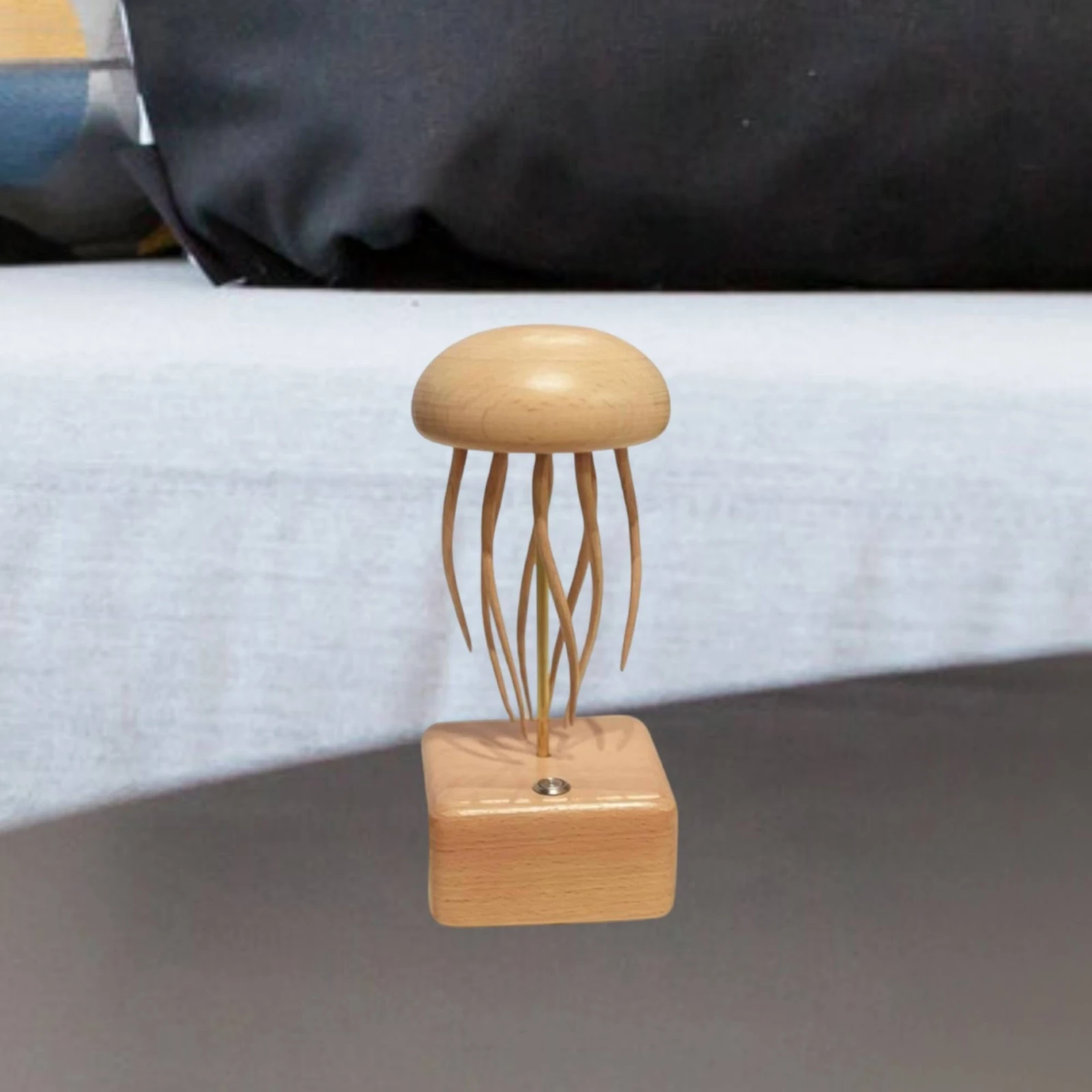 

Wooden Jellyfish Ornament Square Base Jellyfish Table Decoration Wooden Desktop Decor Tabletop Display Long-Lasting