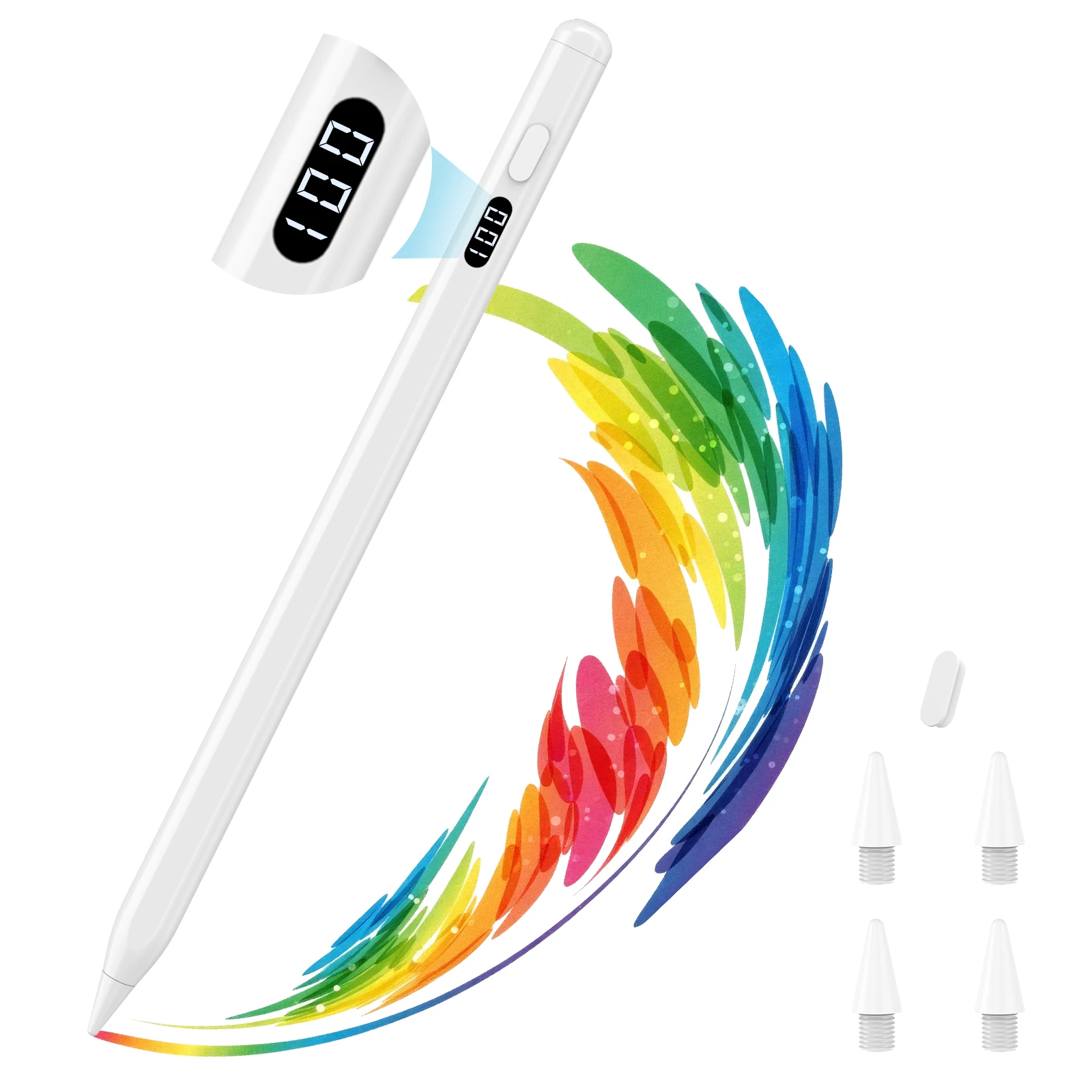 MoKo Stylus Pen for iPad 2018-2025,USB-C Fast Charging Pencil with LED Power Display Tilt Sensitivity for Apple iPad A16/11/10