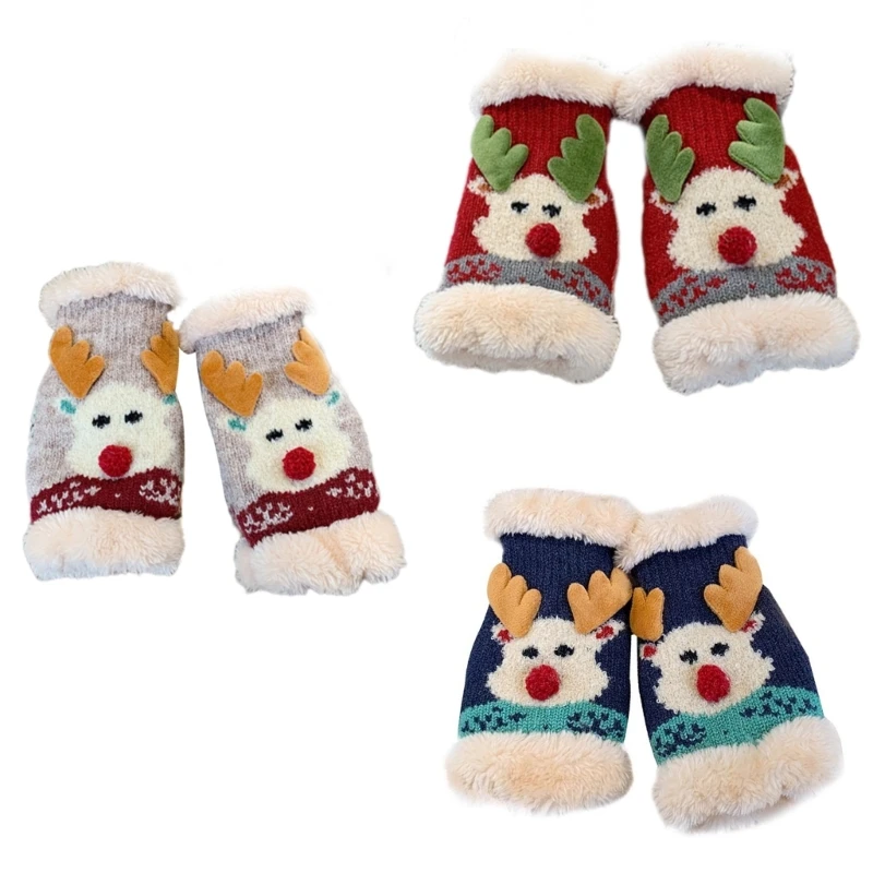 Stylish Thicken Gloves Unisex Teens Warm Gloves Reindeer Gloves for Christmas NEW