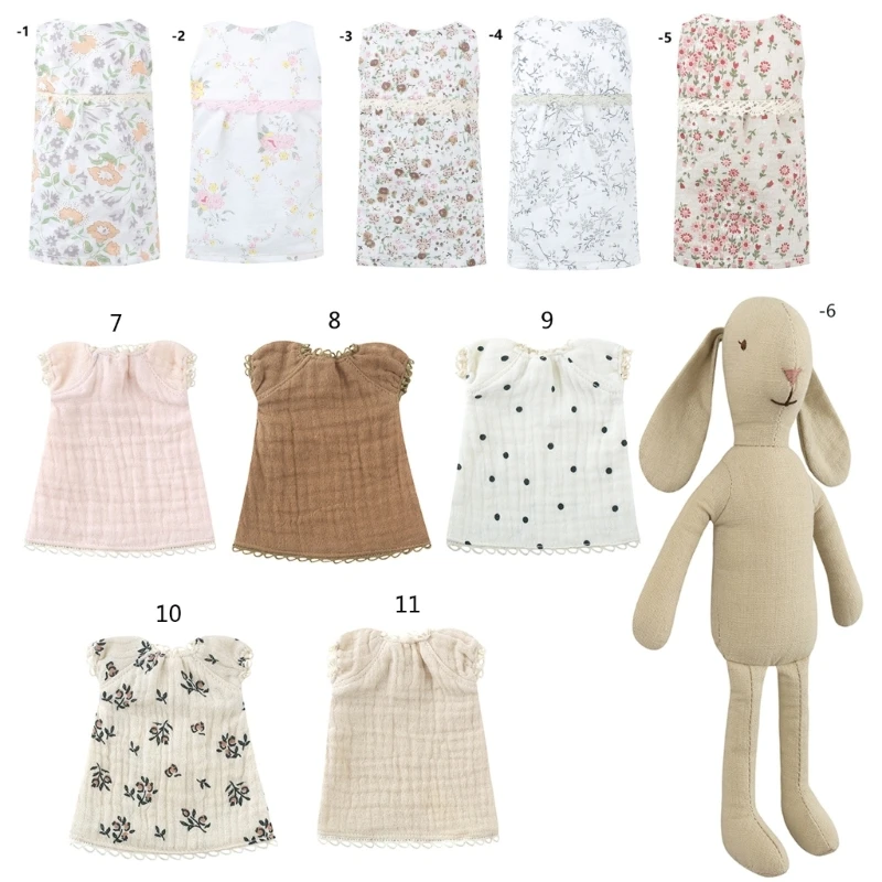 Rabbit /Dress Up Clothes Girls Floral Dress with Lace Stuffed Animal Outfit