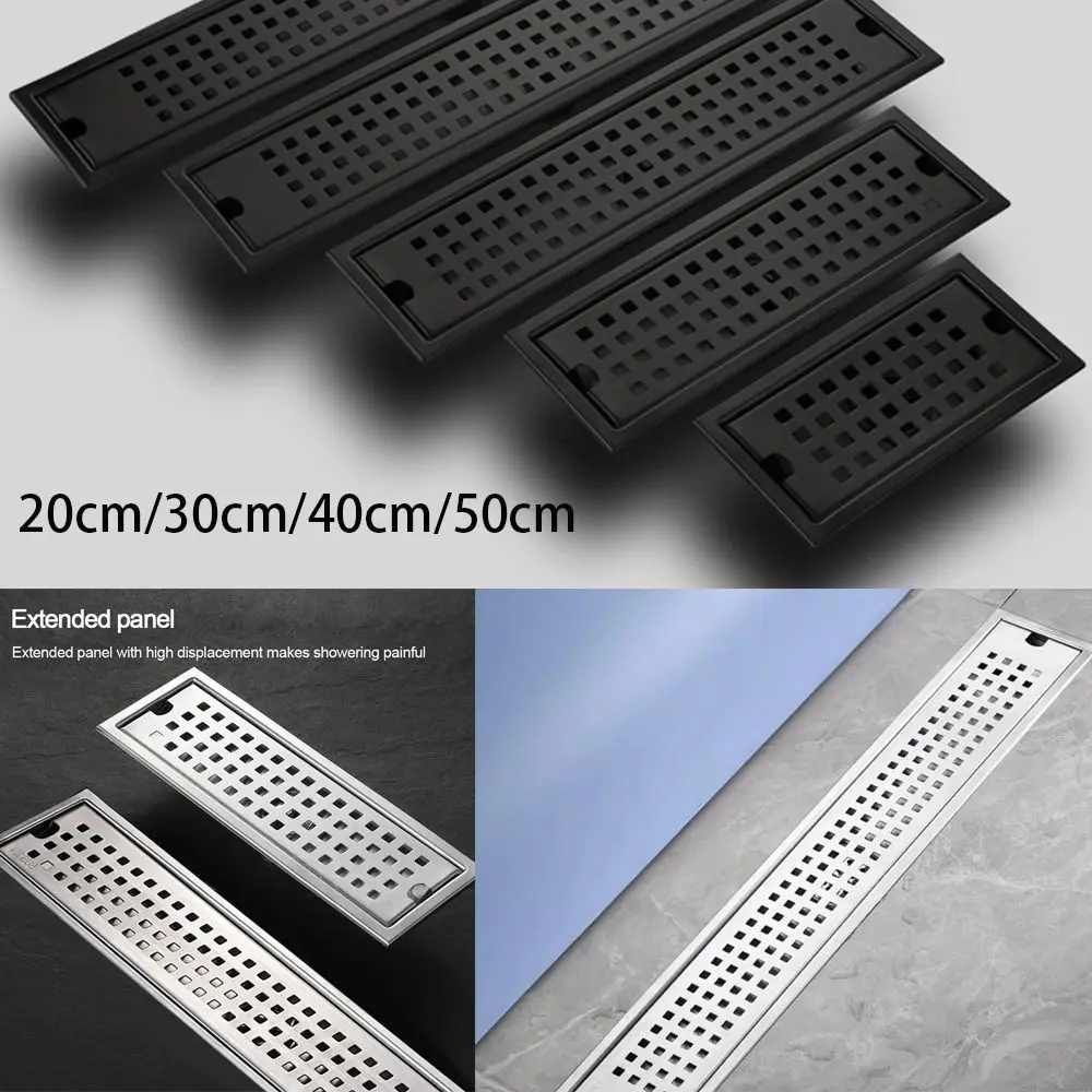 With Strainer Cover Shower Floor Drain Rectangle Shape Stainless Steel Linear Floor Drain Removable Anti-odor