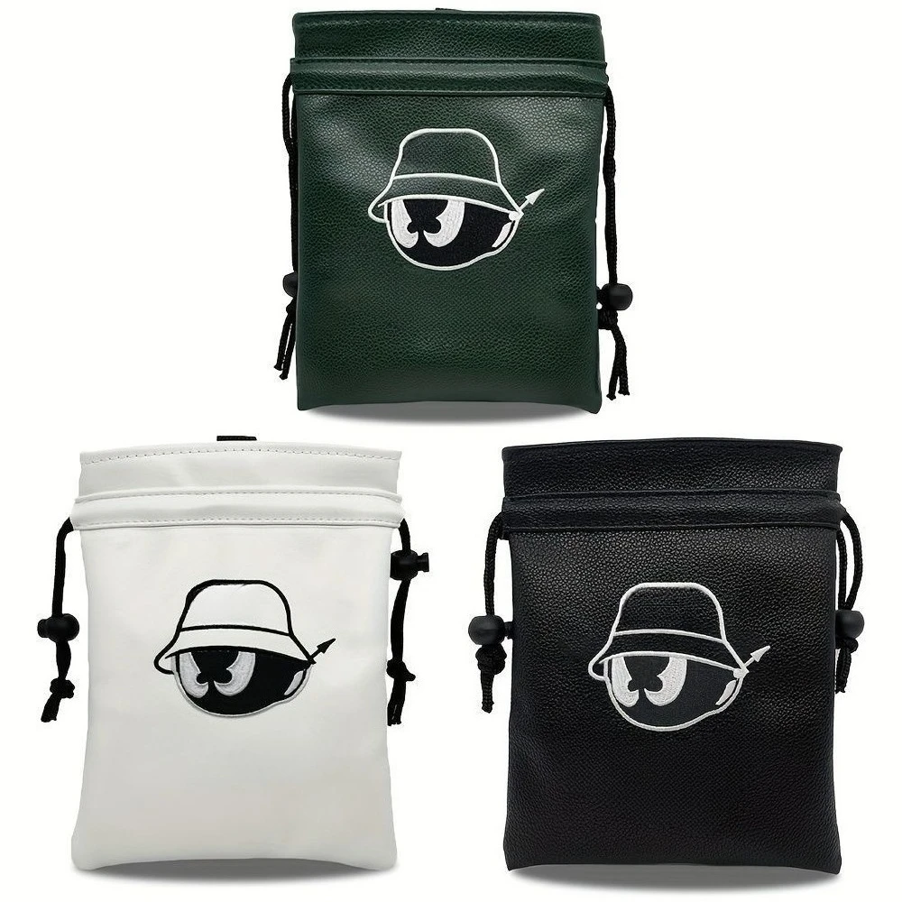 2026-golf-accessories-pouch-waterproof-leather-drawstring-bag-cartoon-embroidered-multi-functional-golf-bag