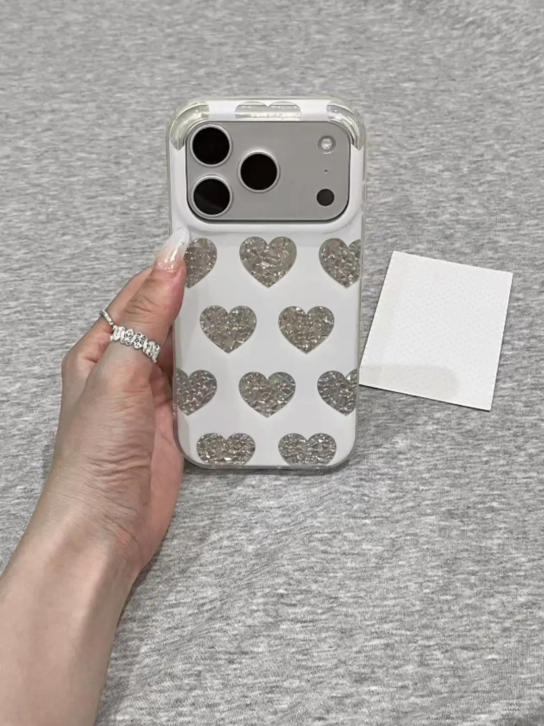 Korean Ins Blue White Heart Shining Phone Case For iPhone Ultra 18 17 AIR 16 15 14 13 12 11 Pro 16 Plus Mini Y2K Advanced Cover