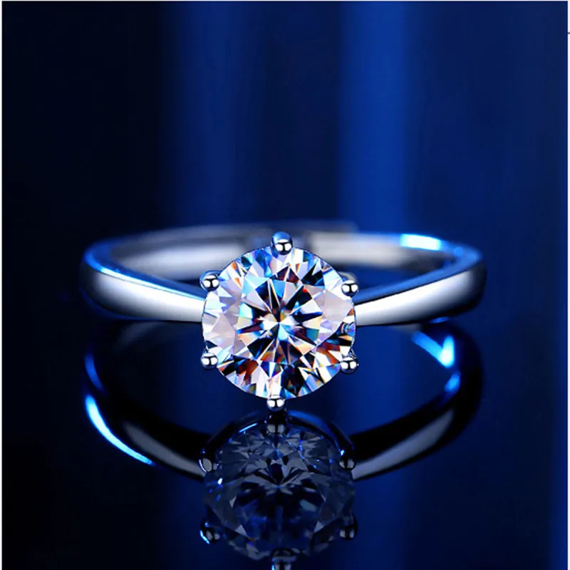 GRA معتمد مويسانيتي خاتم D اللون مختبر الماس خاتم سوليتير للنساء المشاركة وعد مجوهرات الزفاف الفرقة