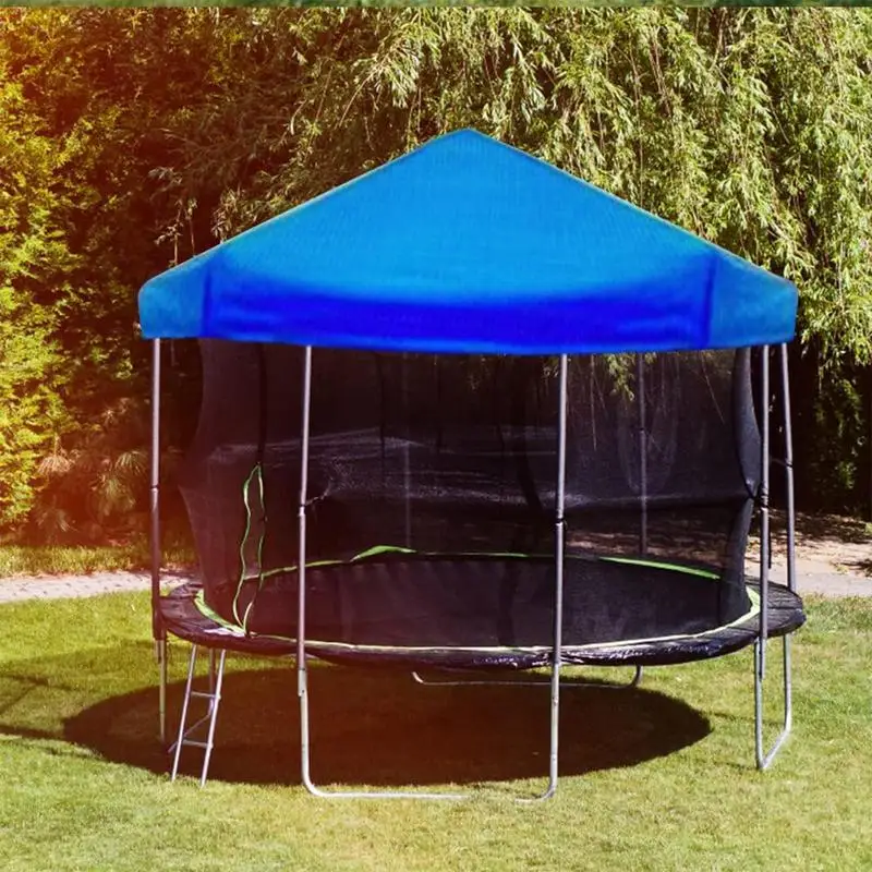 Trampoline Sunshade Cover Foldable Dust-Proof Sunshade Cover Space-Saving Blue Protection Cover User-Friendly Trampoline Shade