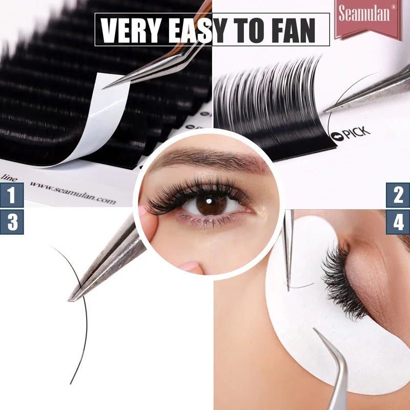 Seamulan Eyelashes Extension Natural C D DD M Curl Silk Cilios Russian Volume Lash Soft Professionals Individual False Eyelashes