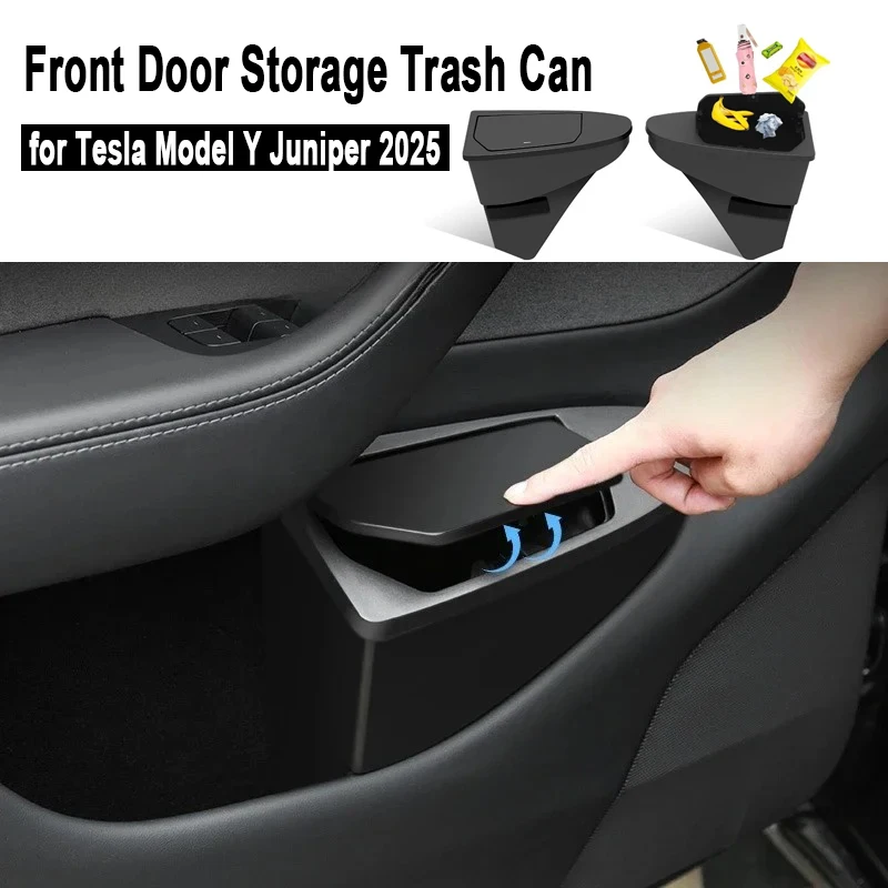

Front Door Storage Trash Can for Tesla Model Y Juniper 2025 Car Door Storage Box Multi Functional Storage Box Car Accessories
