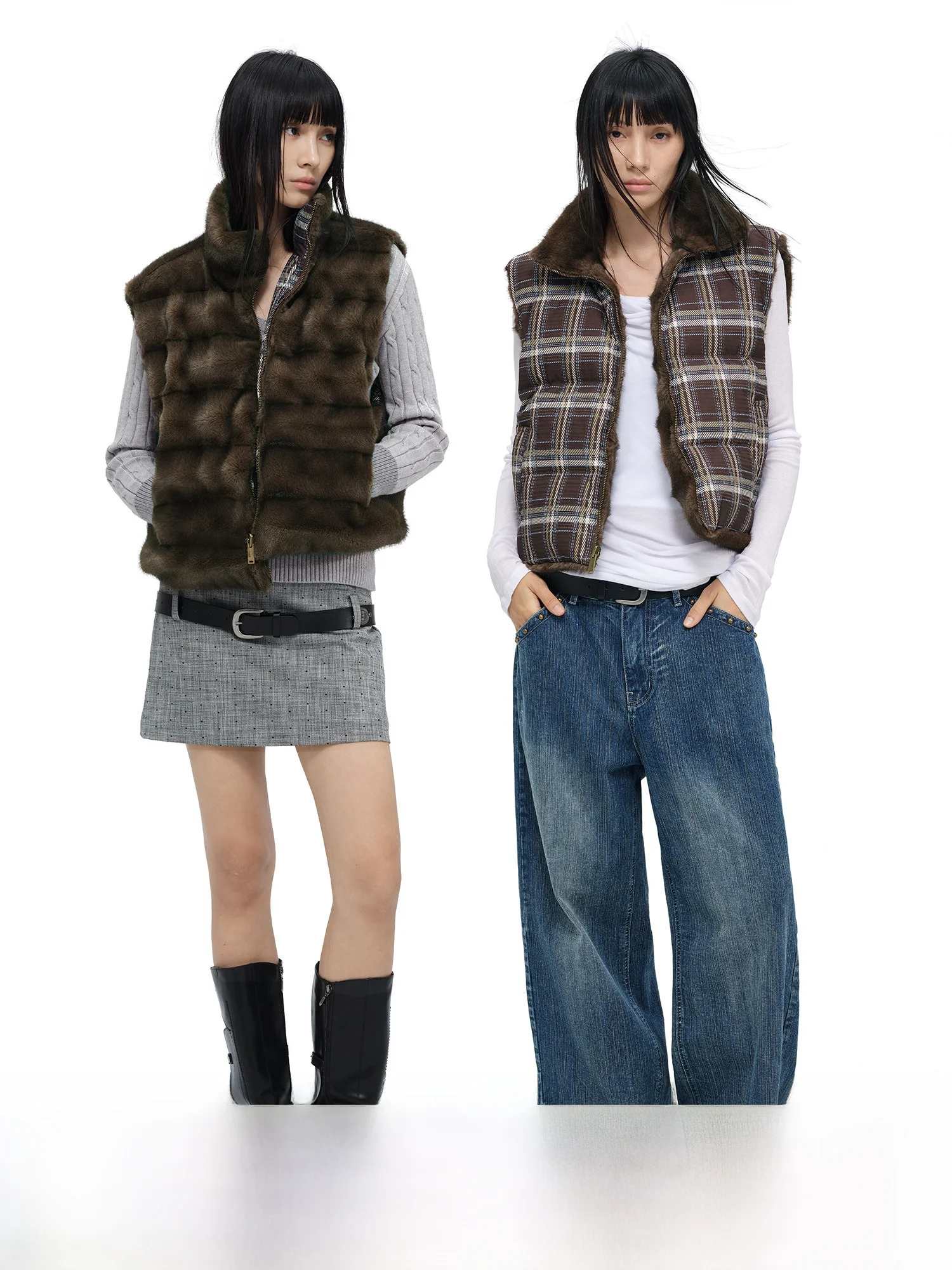 Chaleco de plumón de doble cara COINROVA con 90% de plumón blanco, acolchado en los hombros, para invierno, a la moda, para el día a día, elegante y polivalente.