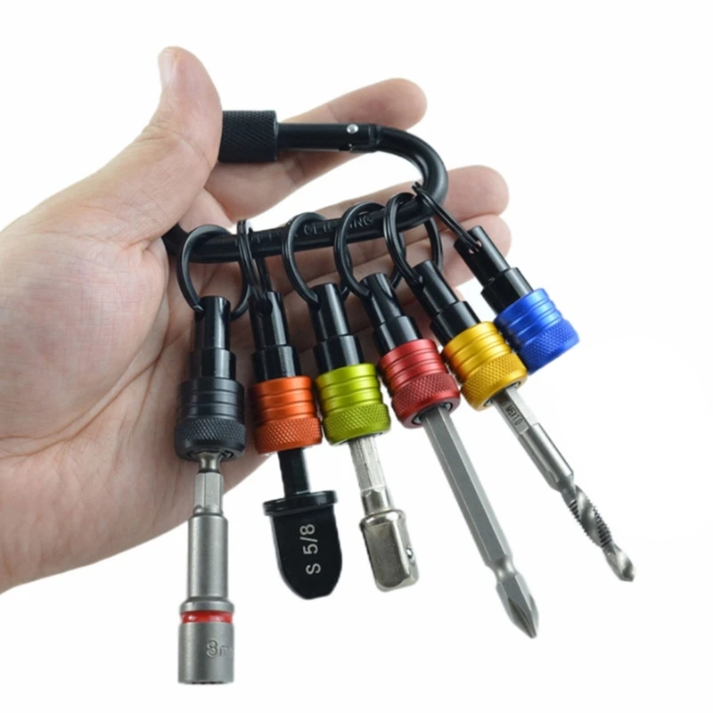 6 pçs porta-bits chaveiros 1/4 polegadas haste chave fenda clipe para broca dropsale