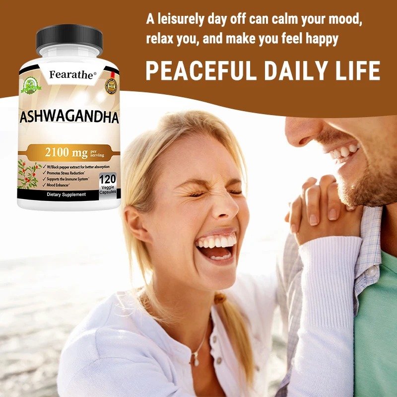 Organic Ashwagandha - 120 Veggie Caps - Natural Stress Relief, Mood Support, Immune & Thyroid, Anti-Anxiety, Better Absorption