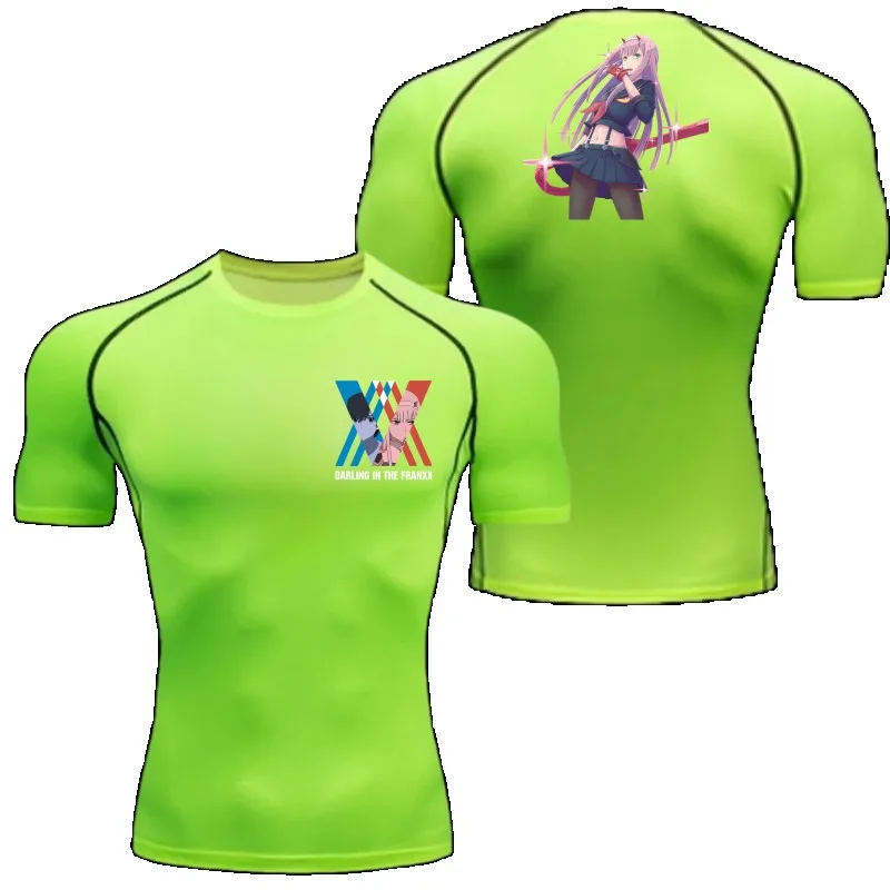 Camicia a compressione da uomo Allenamento Quick Dry Zero Two Stampa Top Traspirante Assorbimento del sudore T-shirt fitness aderente Resistente al sudore