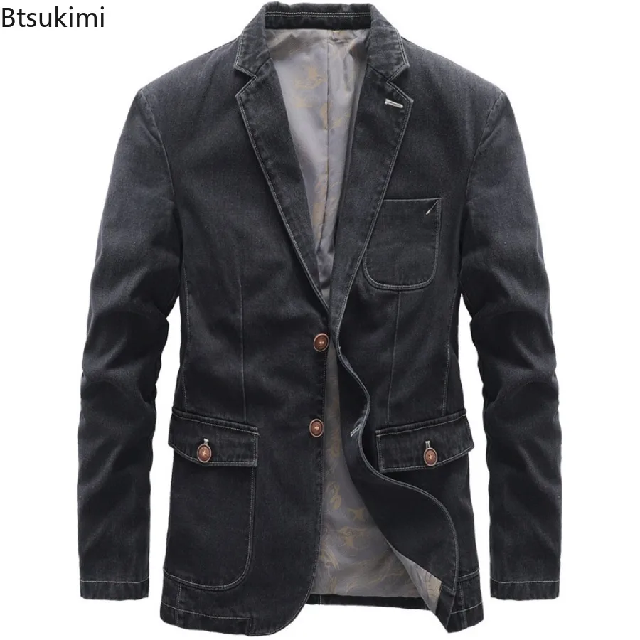 

Men's Classic Lapel Retro Denim Jacket Breathable Comfortable Male Clothing Wind-Resistant Autumn and Winter Coat Parkas for Men