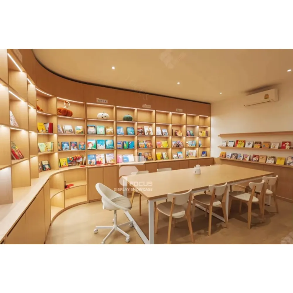 مكتبة خشبية جدار خزانة الكتب رف عرض الكتب لأثاث المكتبة المدرسية #6