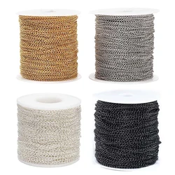2M/Roll Stainless Steel Extension Chain Multi-Color Basic Chains for Bracelet Necklace Accessories Jewelry Making DIY Supplies