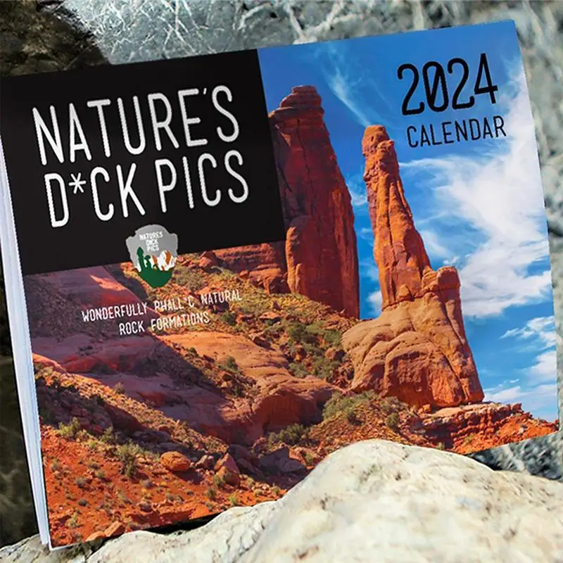 2024 Nature's Dicks Calendar 12 Monthly Nature Prank Calendar 9.8x 7.4in Open Hangable Thick Sturdy Paper New Year Home Decor