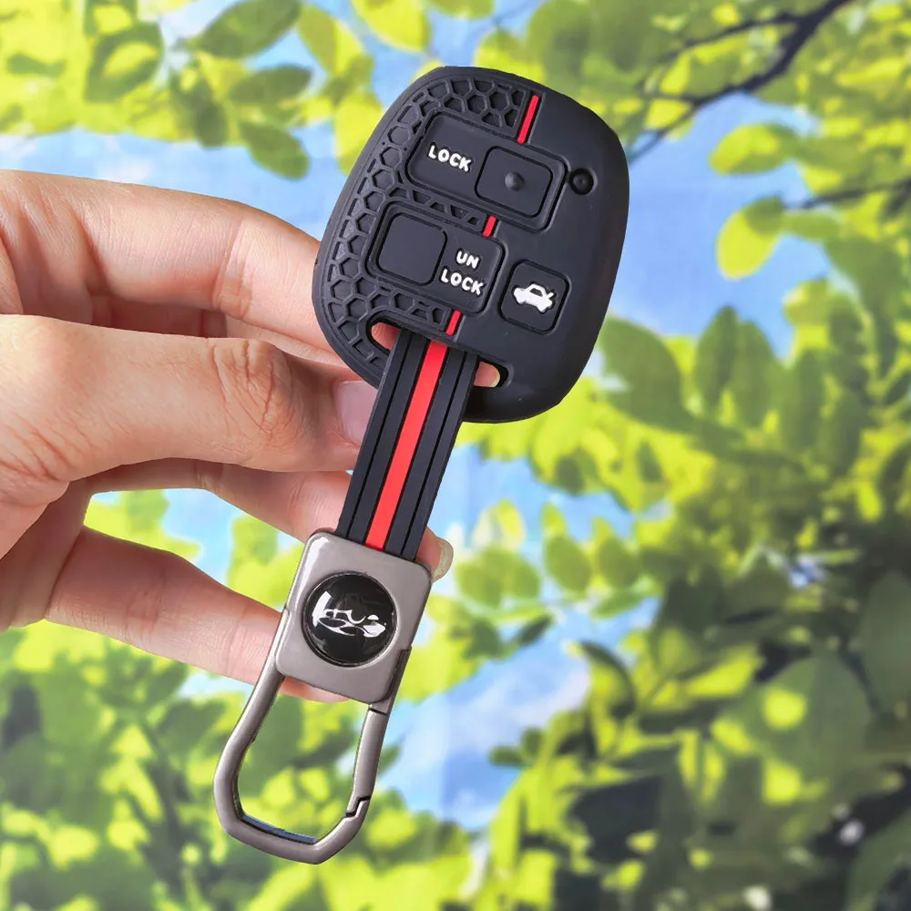 Keychain Silicone Car Key Cover Case For Toyota Avensis Camry Corolla For Lexus 3 Buttons Remote Key Jacket Fob Case Car styling