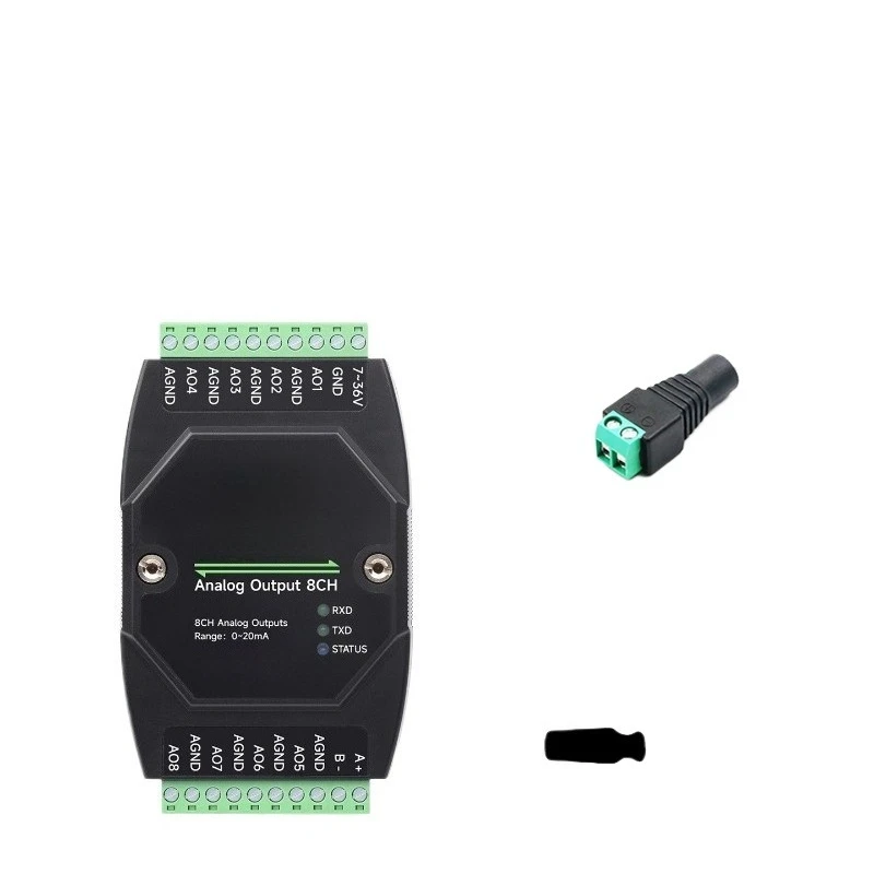 For industrial grade 8-channel analog output module RS485 bus 7~ 36V wide voltage Modbus RTU