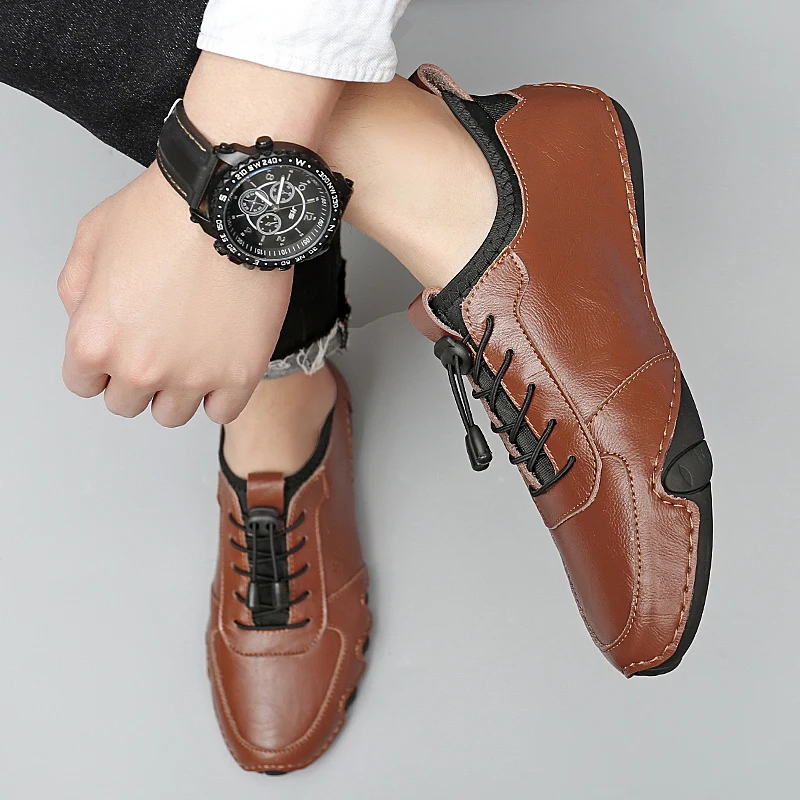 

Мужская уличная нескользящая повседневная обувь, кожаная модельерская качественная деловая повседневная обувь, мужские прогулочные кроссовки на плоской подошве, обувь