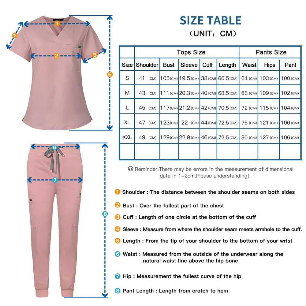 Unisex Short Sleeve Medical Uniform Pocket Nursing Working Top Elastic Scrub Pant Breathable Soft Mens Scrubs Set Wear Suit New