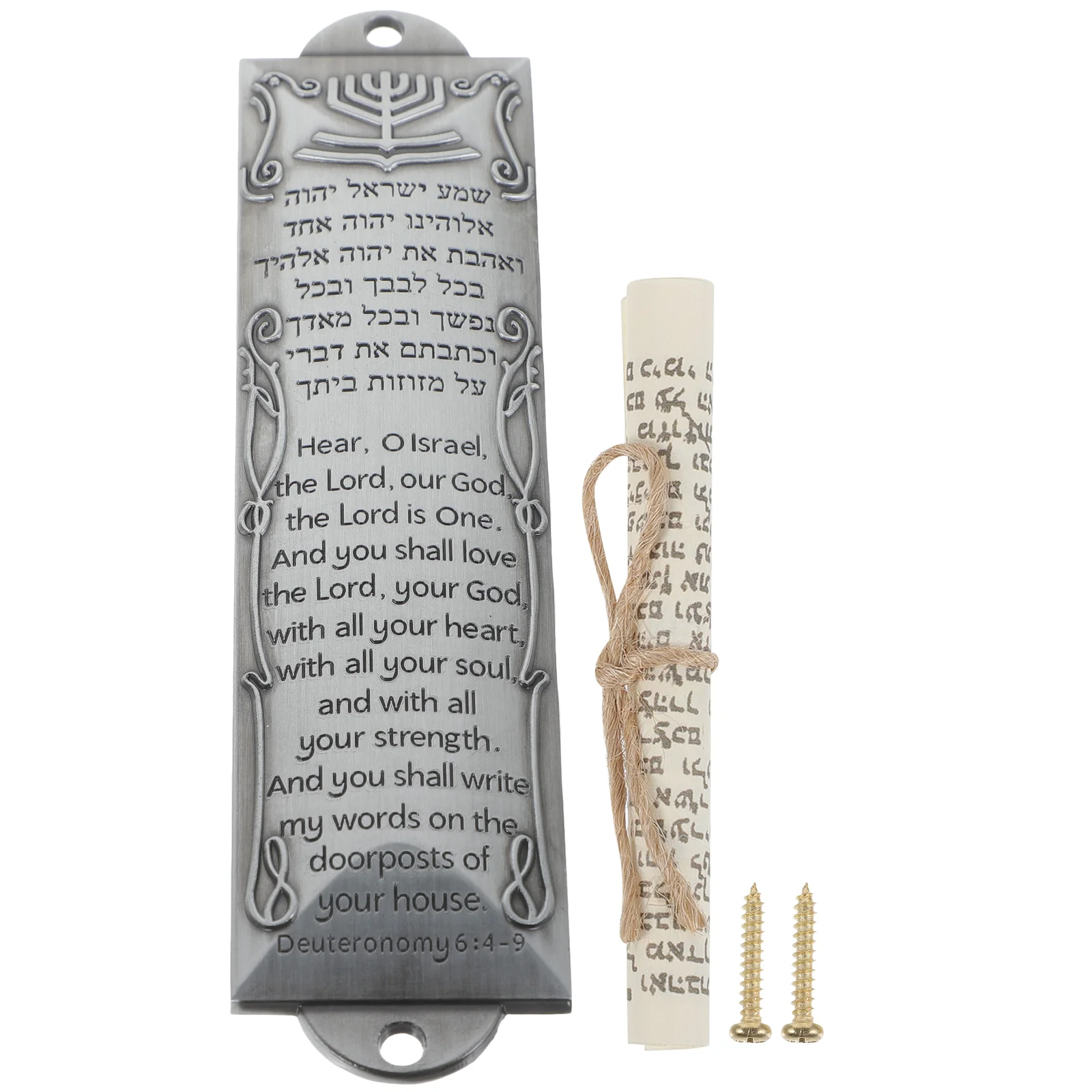 

Religious Mezuzah Scroll Judaica Catholic House Decoration Retro Scripture Menorah Door Car Metal Craft Prayer