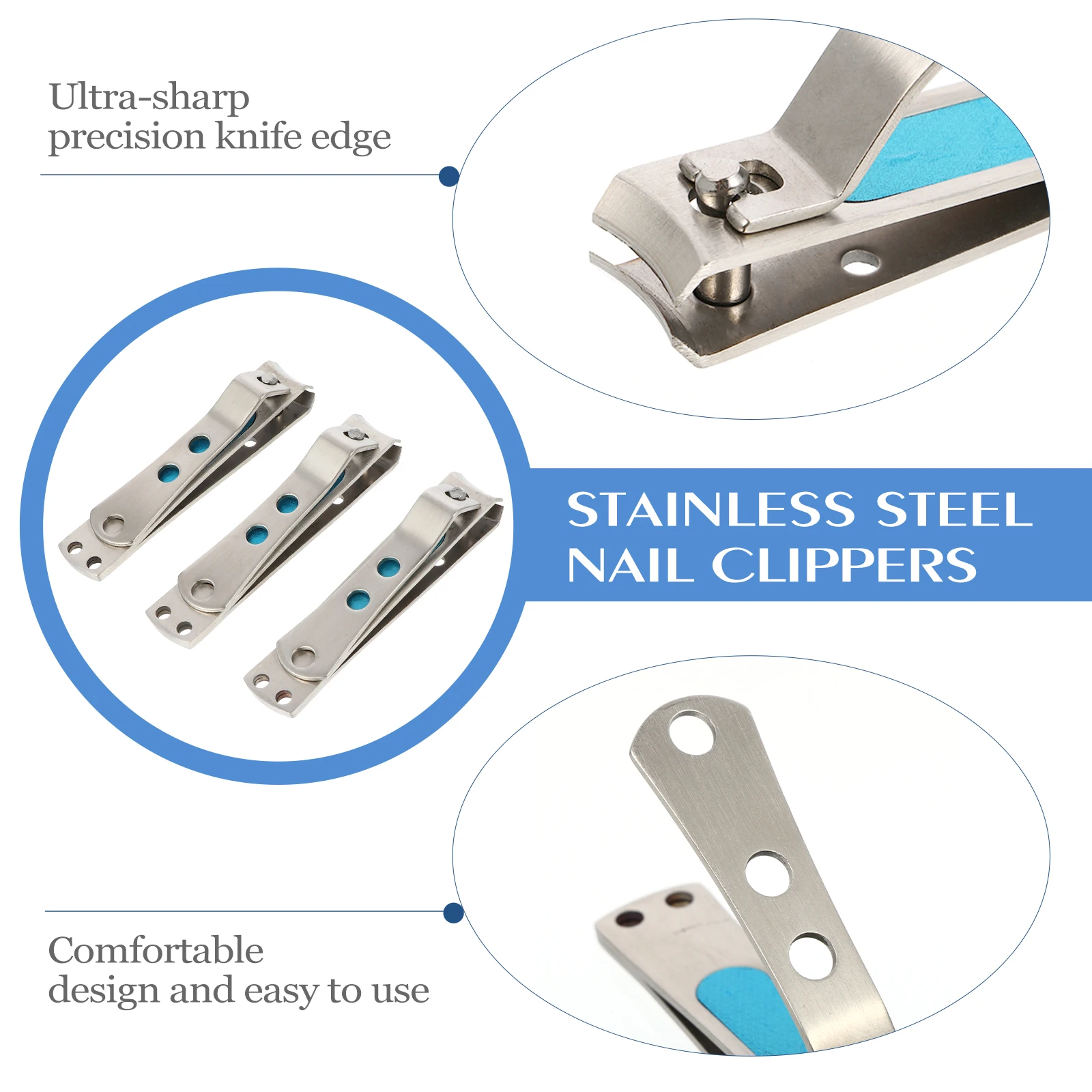 3 個の高耐久爪切りセットステンレス鋼の爪切り、爪切り、滑らかなエッジトリマー、家庭用または旅行用