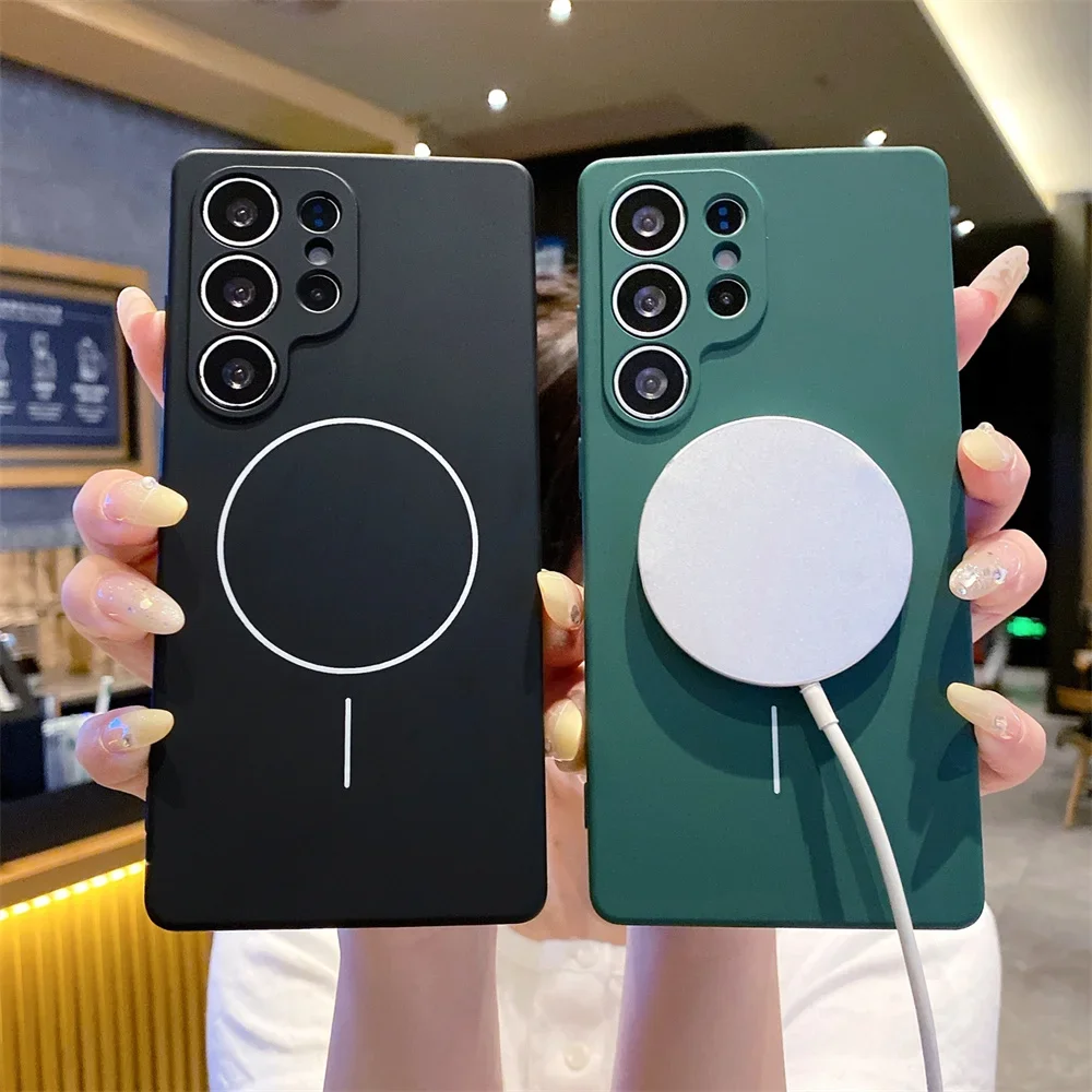 Soft Silicone Magnetic Phone Case for Samsung Galaxy S25 Ultra plus S24 S23 FE A15 A16 A26 A36 A56 A35 A34 A55 A52 A53 A54 A51