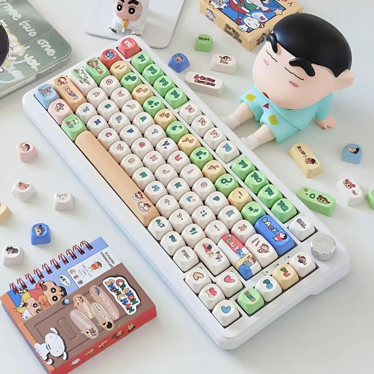 Crayon Shin-chan MOA Keycap Cute Cartoon Style Mechanical Keycap Five-sided Sublimation Craft Kawaii Keyboard Accessories Gifts