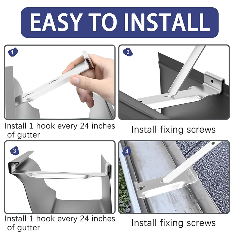 【B6R-Sale】شماعات مزراب من الألومنيوم والفولاذ - 30 مجموعة من مشابك مزراب السقف المصنوعة من الألومنيوم مقاس 5 بوصات مع أشرطة لأنظمة التثبيت بدون أنف