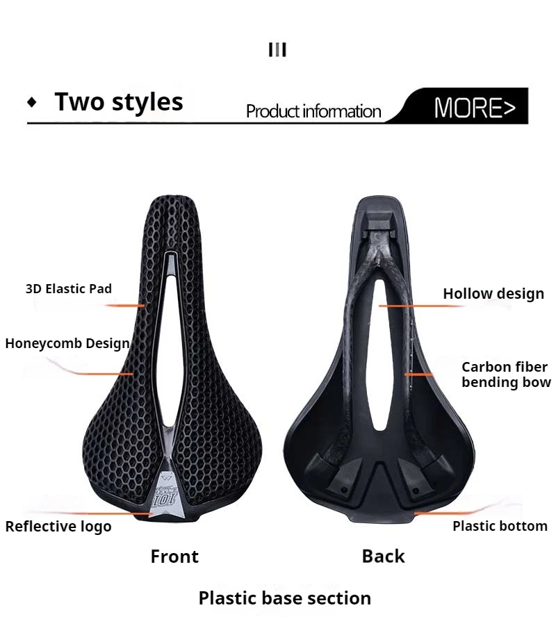 Enlee Fahrrad 3d gedruckt Sattel ultraleichte Kohle faser Rennrad Mountainbike Nylon Kissen bequeme 3D MTB Sattels itz – Detail 4