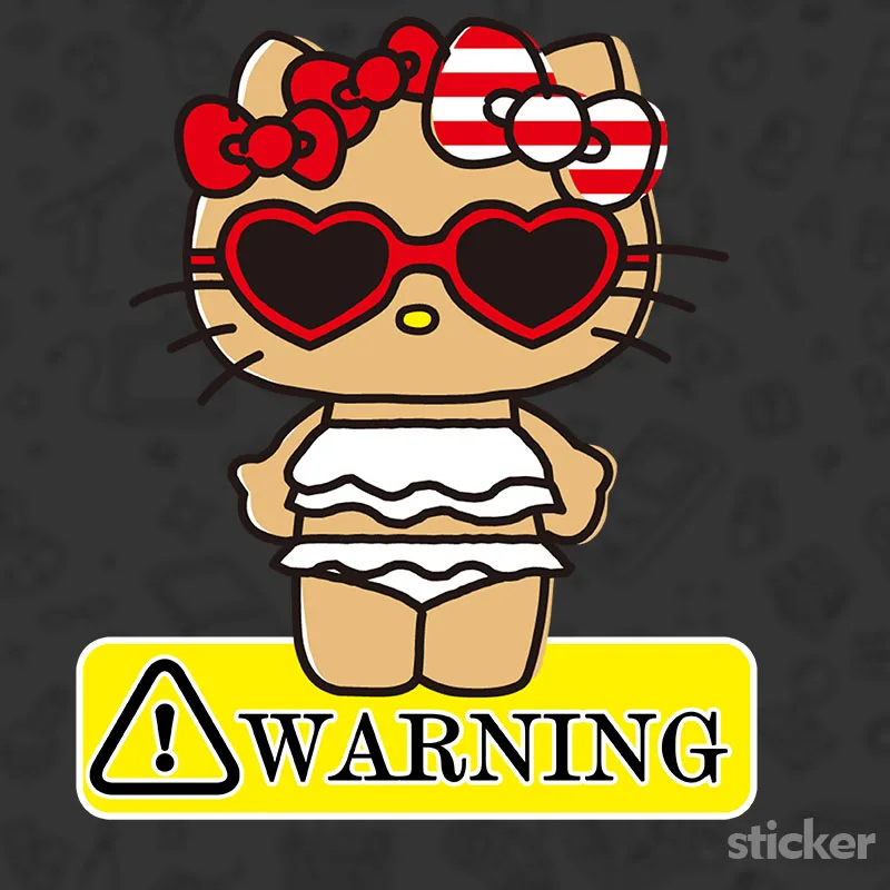 Cartoon Sanrio Toy Black Skin Hello Kitty Cinnamon Kuromi Warning Decal Vinyl JDM Window Stickers Car Accessories