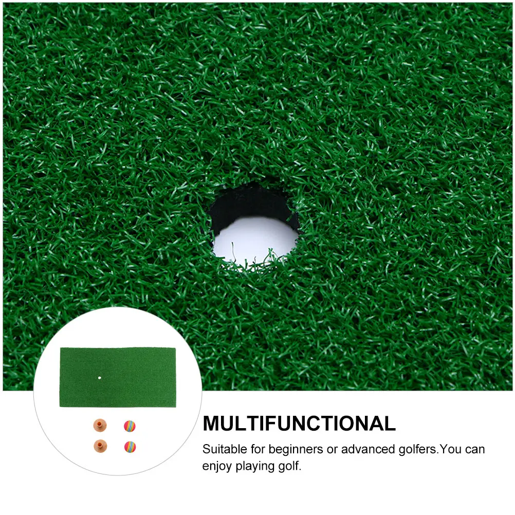 

1 Set Golf Practice Pad 30x60cm Single Color Mat 2 Oxford TEE 2 Sponge Balls Indoor Outdoor Durable Realistic Grass Surface